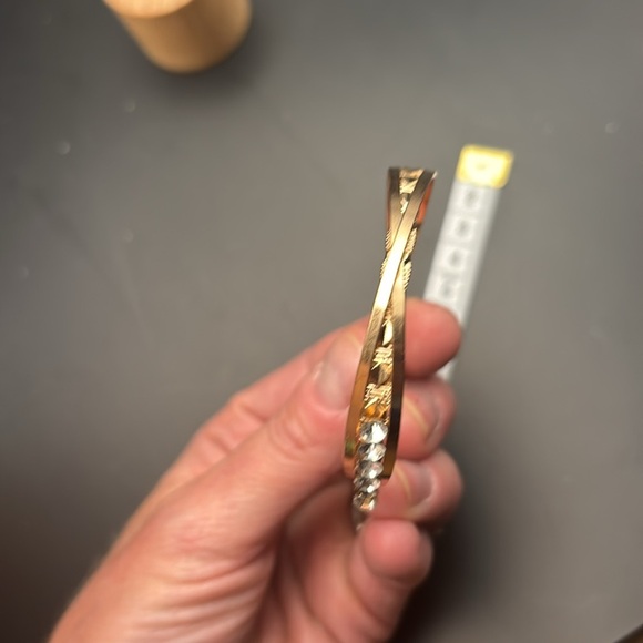 Bebe Textured Gold Hoop Earrings - Picture 6 of 8